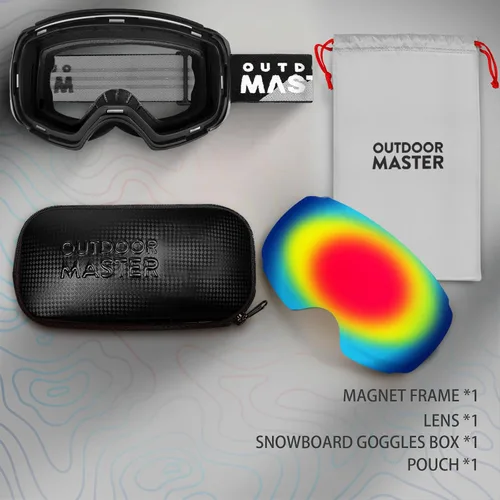 Miniatura 3 de OutdoorMaster Gafas de esquí PRO – sin marco, lente intercambiable, 100% protección UV400, gafas de nieve para hombres y mujeres Blackframe