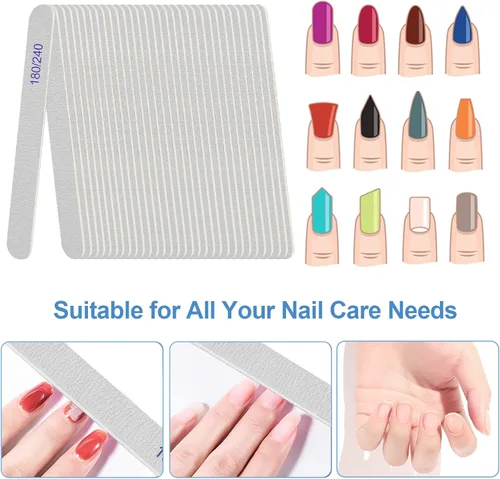 Miniatura 3 de Lima de uñas, pizarras de esmeril para uñas, grano 180/240, limas de uñas para uñas naturales, madera de doble cara, lima de uñas Emory profesional
