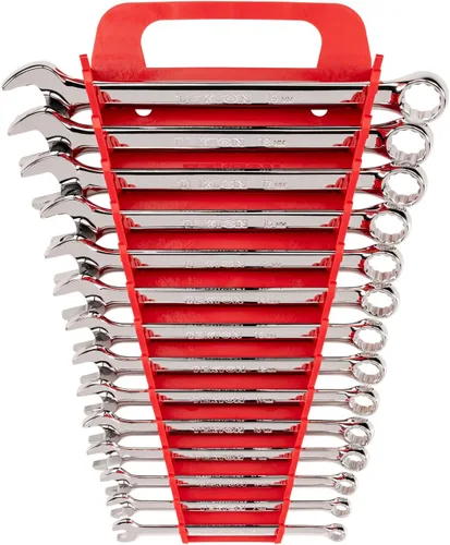 Miniatura 22 de TEKTON Juego de llaves combinadas con estante, 15 piezas (1/4-1 pulg.) WCB92106