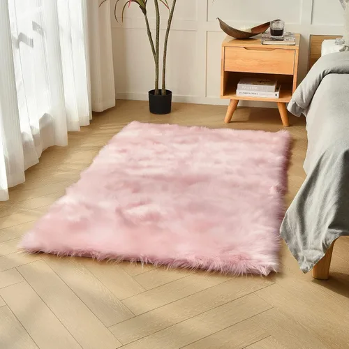 Miniatura 16 de duduta - Alfombra de pelo de oveja sintética verde esmeralda de 2 x 3 pies, alfombra esponjosa lavable para cabecera de cama pequeña, dormitorio