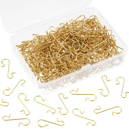 Tatuo 400 piezas de ganchos para adornos de Navidad, ganchos para adornos de Navidad, ganchos de alambre de metal para Navidad con caja de Dorado