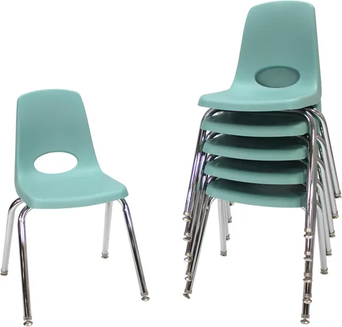 Miniatura 68 de FDP 16" Silla apilable escolar, silla de estudiante apilable con patas de acero cromado y ruedas; para aprendizaje en casa o en el aula - Gris claro
