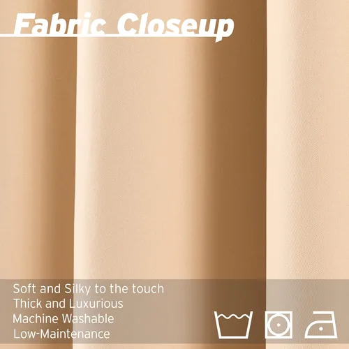 Miniatura 4 de Best Home Fashion Paneles de Cortinas Opacas Premium - Tratamiento de Ventana con Aislamiento Térmico Sólido Cortinas Opacas para Dormitorio - Beige