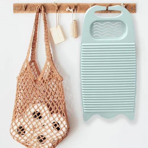 Miniatura 2 de Tabla de lavado, tabla de lavar para lavar a mano la ropa, tabla de limpieza de plástico para el hogar con soporte portátil (A-azul claro)