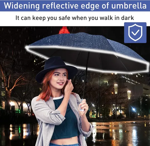 Miniatura 7 de Bodyguard Inverted Umbrella, Large Windproof Umbrellas for Rain & Sun, Compact Umbrella Reverse Umbrella with Reflective Stripe, Teflon Umbrella for