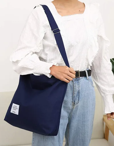 Miniatura 101 de Covelin - Bolsa de hombro informal de lona para mujer, estilo bohemio y retro, bolsa de mano, bolso cruzado, tamaño grande