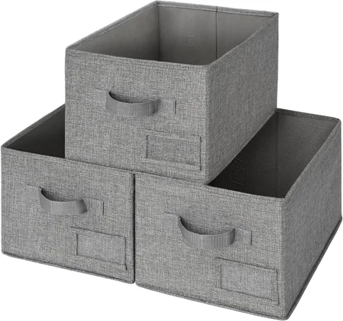 Miniatura 12 de GRANNY SAYS Contenedores de tela para almacenamiento, contenedores de armario para estantes, canasta de almacenamiento con asas, cajas de Gris ceniza