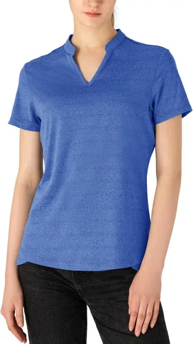 Miniatura 54 de Gopune Polo de golf con cuello en V para mujer, sin cuello, manga corta, ligera, de secado rápido, camisetas de tenis para correr