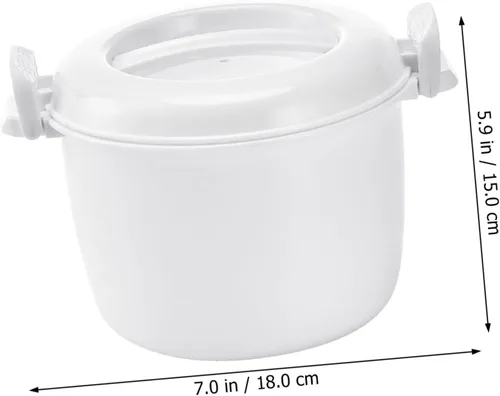 Miniatura 2 de Arrocera para microondas, recipiente para almacenamiento de alimentos, tazón de microondas con tapa, ollas de arroz para microondas, arroz