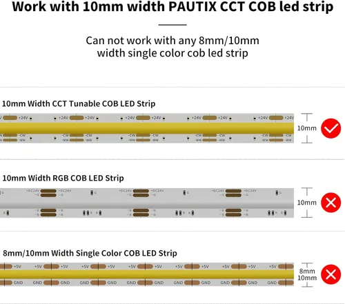 Miniatura 4 de PAUTIX Conectores de 0.394 pulgadas para CCT COB LED Tira de luz LED Kit de conexión de extensión de terminal sin soldadura, 4 conectores