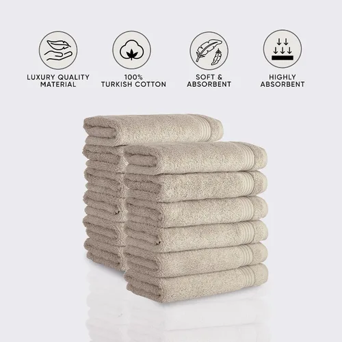 Miniatura 3 de Classic Turkish Towels CTT - Juego de 12 paños de primera calidad, 100% algodón turco, altamente absorbentes y de secado rápido, toallas faciales