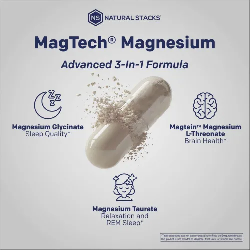 Miniatura 8 de Cápsulas de complejo de magnesio MagTech de Natural Stacks (90 Cápsulas). Mejoran la salud cerebral, detienen el envejecimiento cognitivo y ayudan a