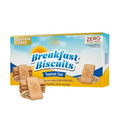 Galletas para el desayuno de avena tostada ChocZero – Galletas de alto contenido en fibra sin azúcares añadidos, keto y sin gluten, 30 por caja (255
