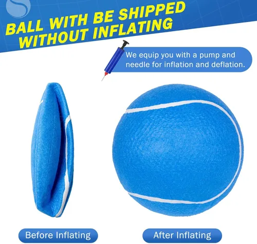 Miniatura 5 de SCENEREAL Pelota de tenis gigante para perros, paquete de 2, pelotas de tenis grandes de 9.5 pulgadas de grosor mejorado para perros, juguetes