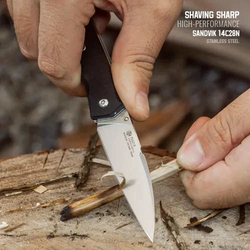 Miniatura 2 de Cuchillo plegable EDC pequeño de bolsillo para hombres, mujeres, 14C28N, bloqueo de forro, mango ligero G10, acero inoxidable frío, cuchillos P662