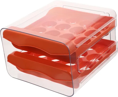 Miniatura 10 de Caja de almacenamiento para huevos estilo cajón de huevos 32 compartimentos reutilizable almacenamiento de cocina Gris