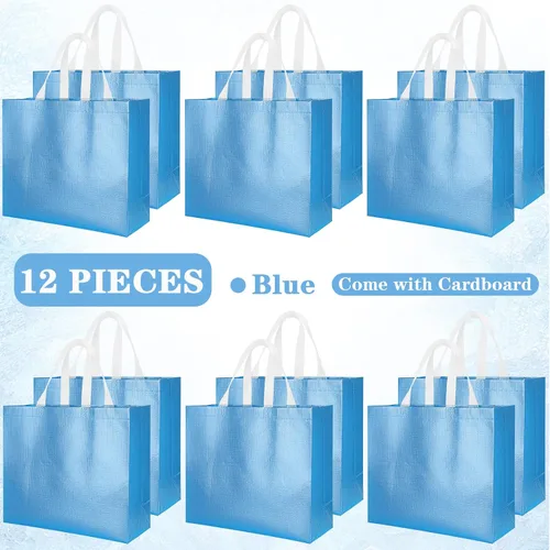 Miniatura 3 de 12 bolsas de regalo reutilizables, acabado brillante con asa, no tejidas, plegables para damas de honor