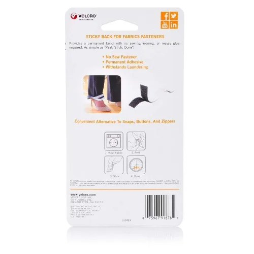 Miniatura 7 de Cinta adhesiva para tejidos de la marca Velcro Brand, sin necesidad de costura, Negro