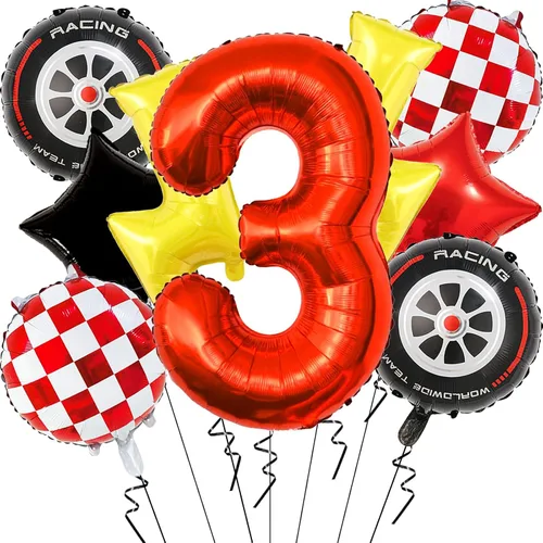 Miniatura 15 de 6 globos de carreras para decoración de fiesta de cumpleaños, globos de semáforo de 32 pulgadas para suministros de fiesta de cumpleaños