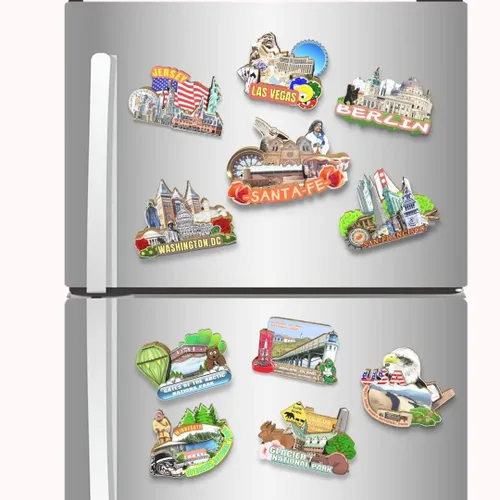 Miniatura 4 de Imán de Santa Fe de los E.E.U.U. Imán del refrigerador de madera 3D hitos de viaje coleccionable recuerdos decoración hecho a mano 2