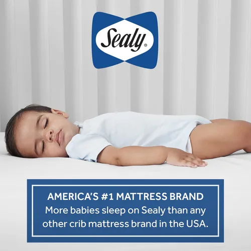 Miniatura 16 de Sealy Baby Colchón híbrido acogedor y transpirable para cuna, certificado GREENGUARD Gold, fabricado en Estados Unidos, espuma refrescante, 2