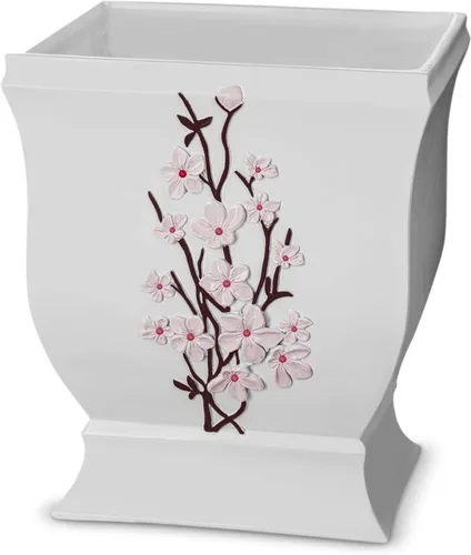 Miniatura 10 de Creative Scents Vanda - Juego de accesorios de baño blanco con flor de cerezo, juego de 4 dispensadores de jabón de baño floral incluye: dispensador
