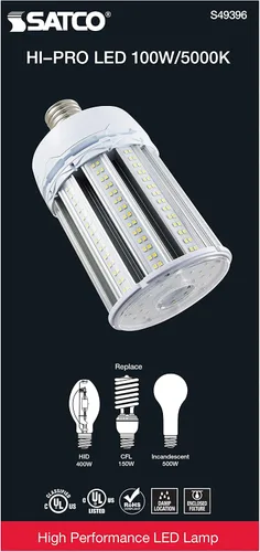 Miniatura 5 de Satco S49396 Corncob LED HID Bombilla de repuesto EX39 Mogul Base Extendida, 100 W, 5000 K