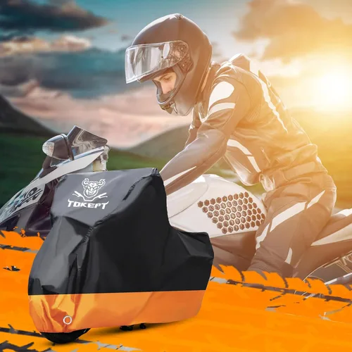 Miniatura 6 de Cubierta para motocicleta Tokept, impermeable para todas las estaciones y protección solar al aire libre, tamaño hasta 96 pulgadas