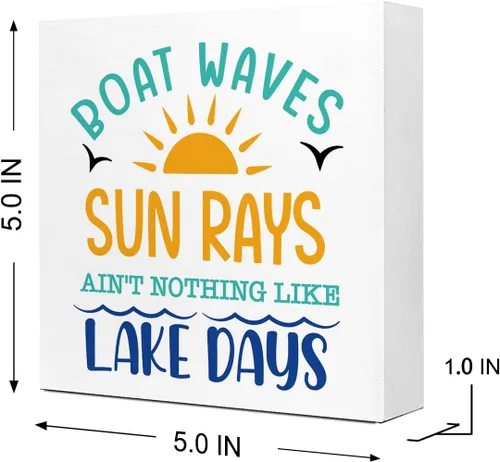 Miniatura 2 de Boat Waves Sun Rays ain't Nothing Like Lake Days - Placa de madera rústica de lago, decoración de escritorio, retro, cabaña de lago, hogar, madera