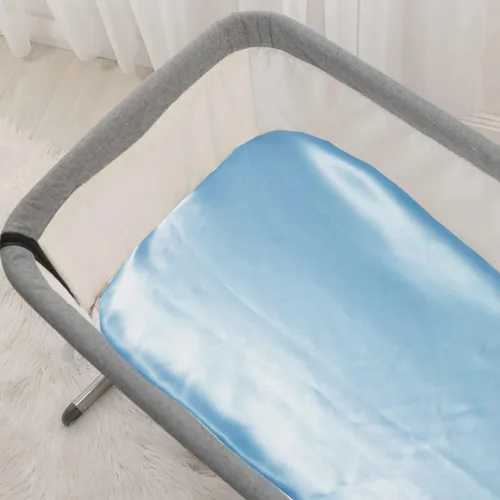 Miniatura 7 de Sábanas de moisés de seda para bebé, sábana bajera ajustable 100% seda de morera, ideal para cabellos de bebé, sábana suave y sedosa para moisés