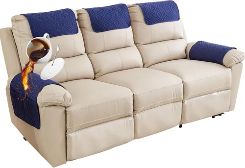 Miniatura 17 de Funda para Reposabrazos de Sofá, Funda para Reposacabezas de Silla Reclinable, Funda de Sillón con Bolsillos, Protector de Muebles Acolchado Beige