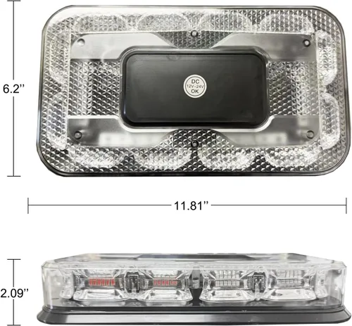 Miniatura 6 de Barra de luces estroboscópicas LED roja y azul de 12 pulgadas para techo, 72 LED, magnética, mini luz de advertencia de emergencia para vehículos