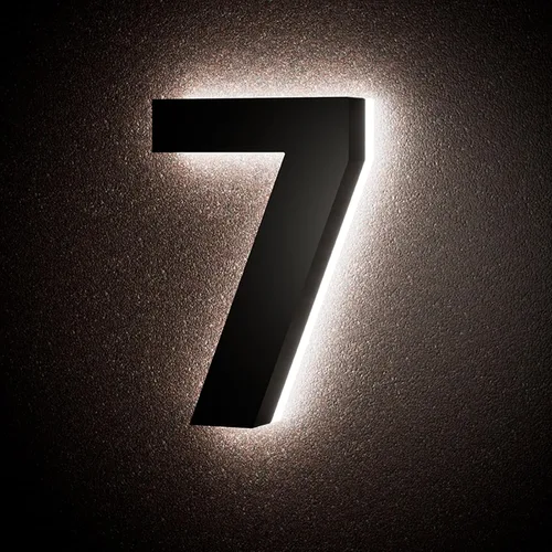 Miniatura 25 de Números de casa retroiluminados de 5 pulgadas para exteriores, acero inoxidable, número de dirección de casa iluminado con LED, letreros