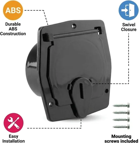 Miniatura 3 de Halotronics Escotilla redonda eléctrica de 4 1/4 pulgadas para cables de 30 amperios de RV (negra)