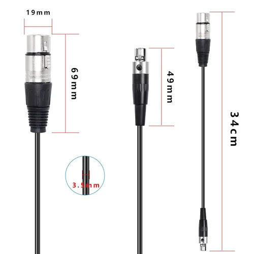 Miniatura 4 de XMSJSIY Adaptador de cable de audio XLR a XLR - Cable de micrófono de 3 pines a mini cable de micrófono de 3 pines para micrófono y cámara Lavalier