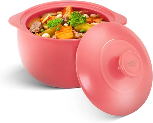 Miniatura 12 de Minh Long 2.99 litros Olla de arcilla de porcelana para cocinar, cacerola con tapa, ollas de arcilla para cocinar, hornos holandeses para guisos