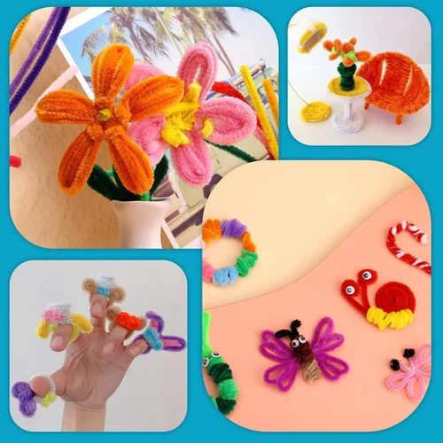 Miniatura 8 de Giwrmu 100 Piezas Limpiapipas Tallos de Chenilla, Limpiapipas Turquesa para Manualidades, Palos Difusos Suministros de Manualidades, Limpiapipas