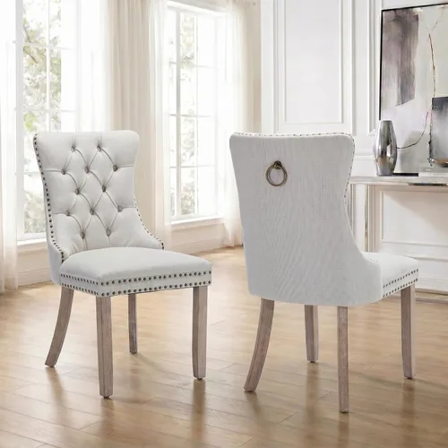 Miniatura 126 de Velvet Dining Chairs Set of 2, Tufted High Chairs with Nailhead Trim, Pull Ring, Black Solid Wood Legs, Elegant Upholstered Accent Chairs for Dining
