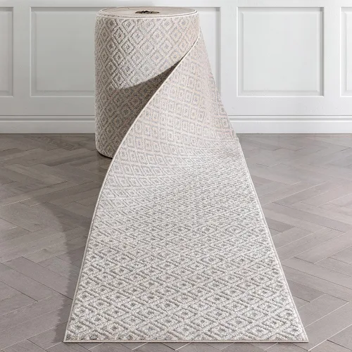 Miniatura 9 de Well Woven Alfombra de pasillo de tamaño personalizado, elige tu longitud, color gris piano, tribal, diamante, geométrico, 31 pulgadas de ancho x 16