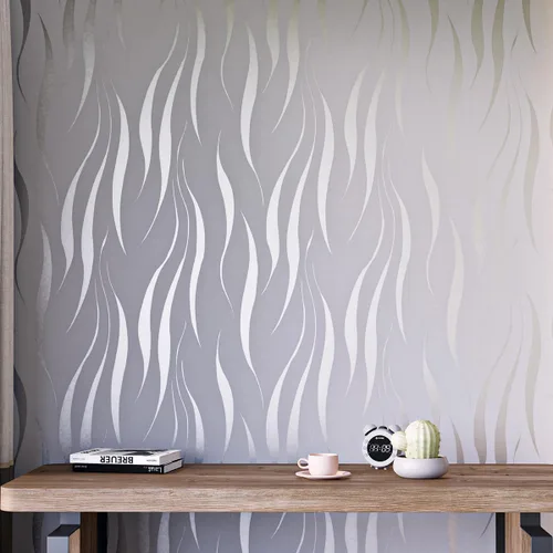Miniatura 10 de mamonhome Silver Gray Self Adhesive Removable Wallpaper Peel and Stick Wallpaper for Livingroom, Bedroom, Kitchen, Bathroom.