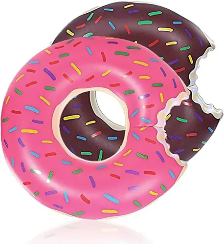 DMAR Flotador de piscina con forma de dona, tubo y anillo para playa y piscina Juego de 2 (rosa y marrón 41 pulgadas)