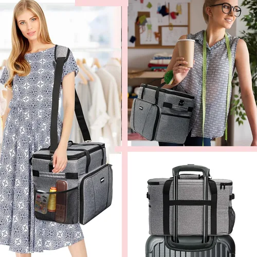 Miniatura 4 de BAGSFY Estuche grande para transportar máquina de coser, bolsa para máquina de coser, bolsa de viaje compatible con Brother, Singer, Bernina
