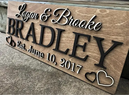 Regalo de Boda Personalizado – Letrero de Apellido de Madera Personalizado, Letrero de Nombre Familiar, Letrero de Madera, Regalo para Parejas,