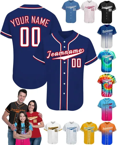 Miniatura 17 de Camiseta de béisbol personalizada para hombres, mujeres y niños con nombre, número y logotipo, camisetas de sóftbol personalizadas, S-4XL