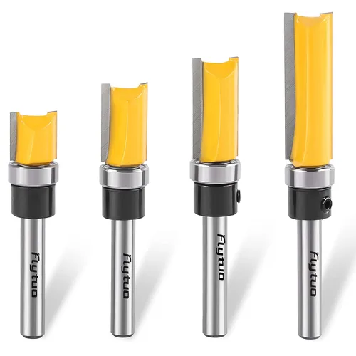 Juego de 4 brocas para enrutador de corte empotrado con patrón de vástago de 1/4", kit de brocas de carburo profesional con longitud de 1/2", 3/4",