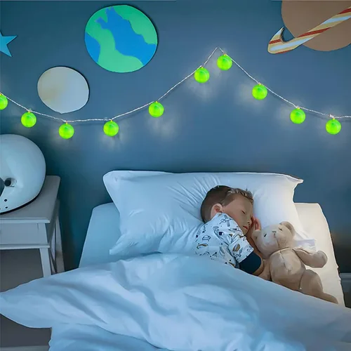 Miniatura 6 de 5.4 ft de largo, 10 pelotas deportivas para interiores, funciona con pilas, luces LED con forma de tenis, luz nocturna para Halloween, Navidad