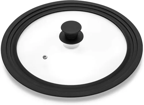 Tapa universal para ollas, sartenes y sartenes, vidrio templado con borde de silicona resistente al calor que se adapta a utensilios de cocina de