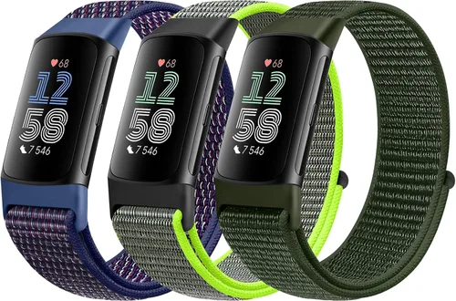 Miniatura 9 de Correas de nailon para reloj deportivo compatibles con Fitbit Charge 6/5, correa de muñeca ajustable, transpirable, de repuesto, suave, de bucle