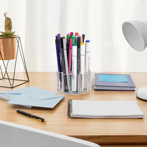 Miniatura 6 de Organizador de brochas de maquillaje dividido, 12 ranuras profundas, soporte para brochas cosméticas de acrílico transparente y almacenamiento