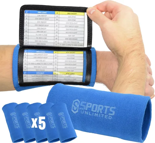 Miniatura 80 de Sports Unlimited Banda Instructora Triple para Adultos, Muñequeras de Fútbol para Jugadas, Muñequeras de Béisbol, Bandas de Brazo QB Negro